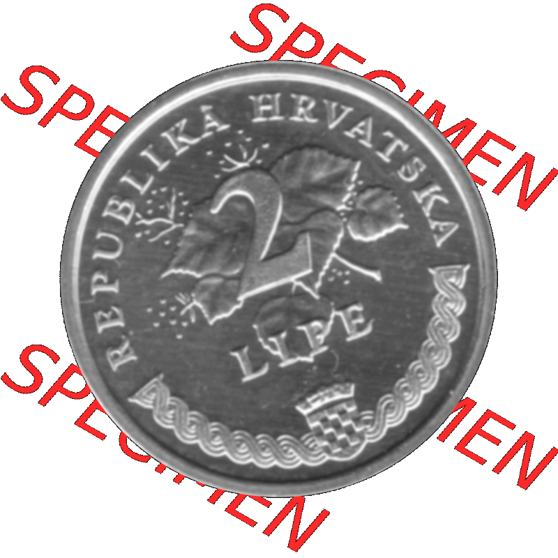 Alte Münze Kroatien Umlaufmünze 1993-2021, 2 Lipe 2002-01 Graustufen Graustufen. Vorderseite in Graustufen der Münze aus Kroatien auf einen digitalen PNG-Bild der alten Umlaufmünze... Sammlung