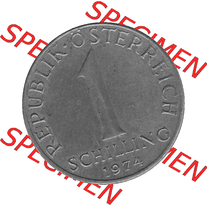Alte Münzen Österreich 1 / Ein Schilling in Graustufen 1959-2001, 1 Schilling 1974-01, Ein Shilling Edelweiß Graustufen. Vorderseite in Graustufen der 1 / Ein... Sammlung