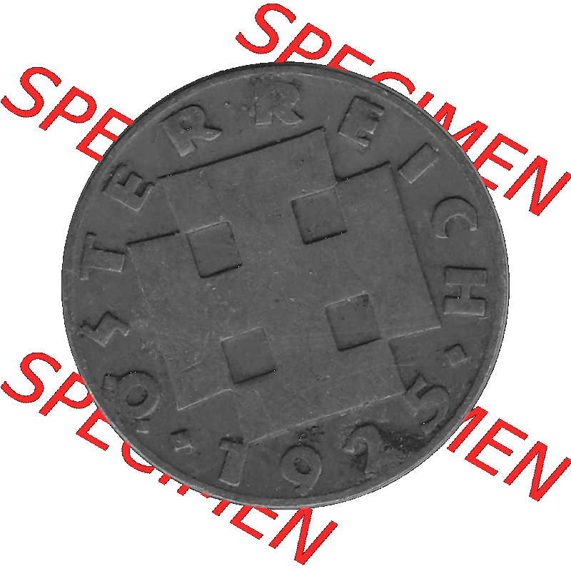 Alte Münze 2 / Zwei Groschen Österreich in s/w Schwarzweiß bzw. Graustufen Farbgebung von Scanner transparenten PNG 1925-1938, 2 Zwei Groschen, Krückenkreuz... Sammlung