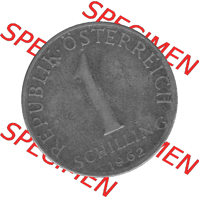 Alte Münzen Österreich 1 / Ein Schilling 1959-2001, 1 Schilling 1962-01, Edelweiß Graustufen. Vorderseite in Graustufen der 1 / Ein-Schilling-Münze aus der... Sammlung