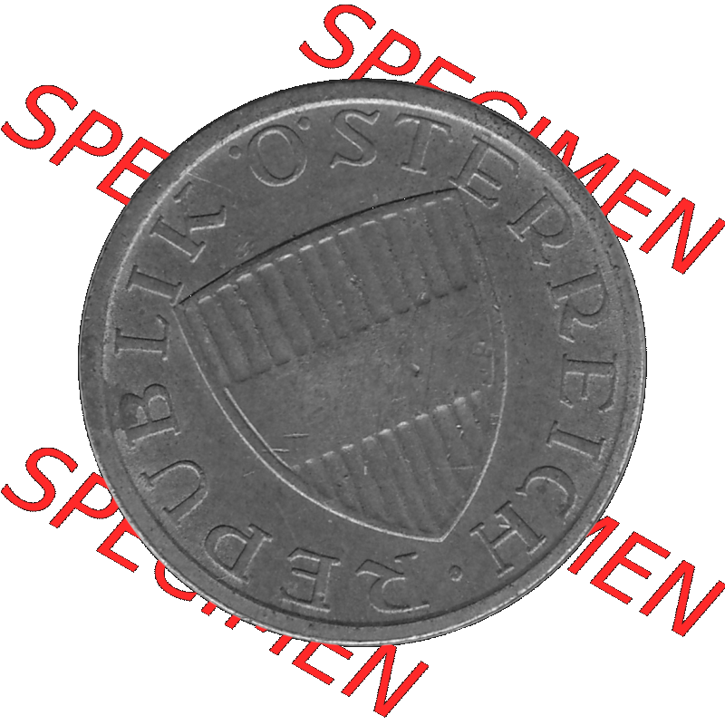 Alte Münze 50 / Fünfzig Groschen Österreich in s/w Schwarzweiß bzw. Graustufen Farbgebung von Scanner transparenten PNG 1959-2001, 50 Groschen 1965-01, Bindenschild... Sammlung