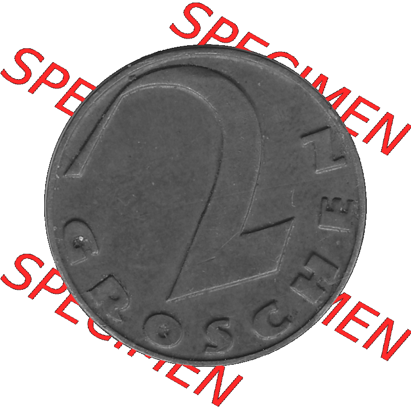 Alte Münze 2 / Zwei Groschen Österreich in s/w Schwarzweiß bzw. Graustufen Farbgebung von Scanner transparenten PNG 1925-1938, 2 Zwei Groschen, Krückenkreuz... Sammlung