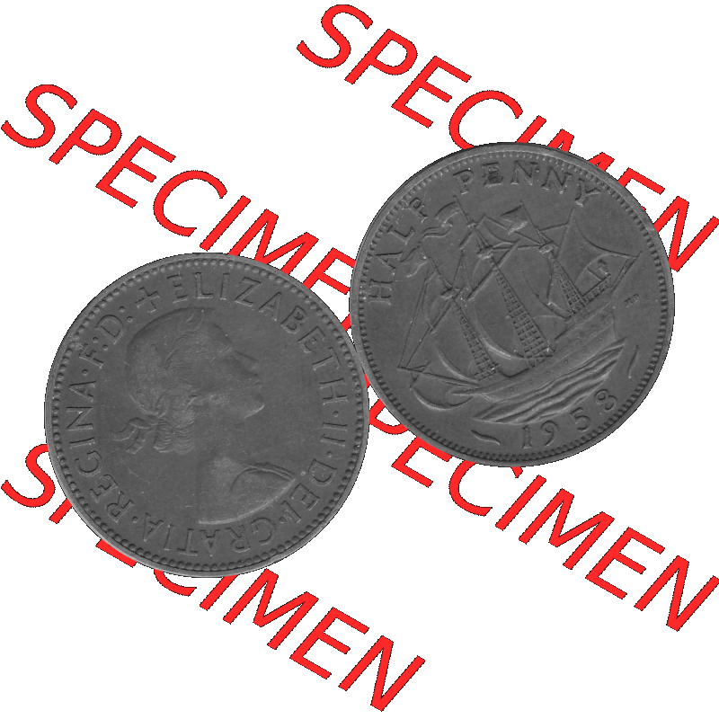 Alte Münze Großbritannien Umlaufmünze Half Penny, 1/2 Pence 1954-1970, Half Penny, Halber Pence 1958-01, Elisabeth II. - Schriftzug ELIZABETH II DEI GRATIA... Sammlung