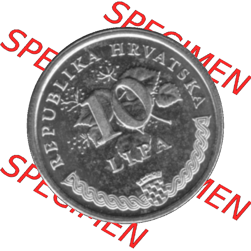 Alte Münze Kroatien Umlaufmünze 1993-2021, 5 Lipa 1999-01 Graustufen Graustufen. Vorderseite in Graustufen der Münze aus Kroatien auf einen digitalen PNG-Bild der alten Umlaufmünze... Sammlung