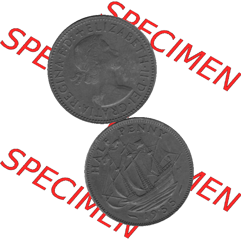 Alte Münze Großbritannien Umlaufmünze Half Penny, 1/2 Pence 1954-1970, Half Penny, Halber Pence 1955-01, Elisabeth II. - Schriftzug ELIZABETH II DEI GRATIA... Sammlung