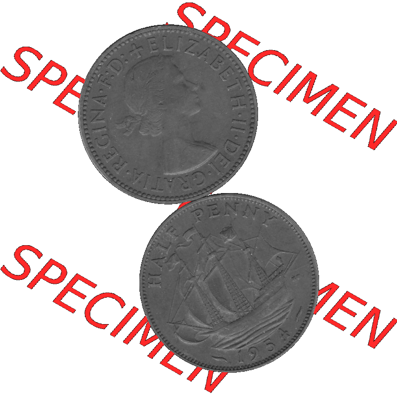 Alte Münze Großbritannien Umlaufmünze Half Penny, 1/2 Pence 1954-1970, Half Penny, Halber Pence 1954-01, Elisabeth II. - Schriftzug ELIZABETH II DEI GRATIA... Sammlung