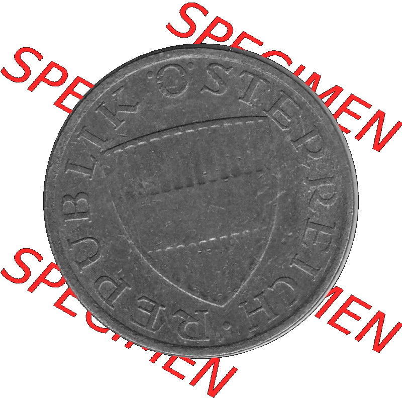 Alte Münze 50 / Fünfzig Groschen Österreich in s/w Schwarzweiß bzw. Graustufen Farbgebung von Scanner transparenten PNG 1959-2001, 50 Groschen 1986-01, Bindenschild... Sammlung