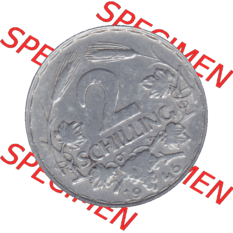 Alte Münze aus Österreich als PNG-Grafik 1946-1952, 2 Schilling 1946-01. Rückseite der alten 2 Schilling Umlaufmünze aus Österreich, Münze wurde vor dem... Sammlung