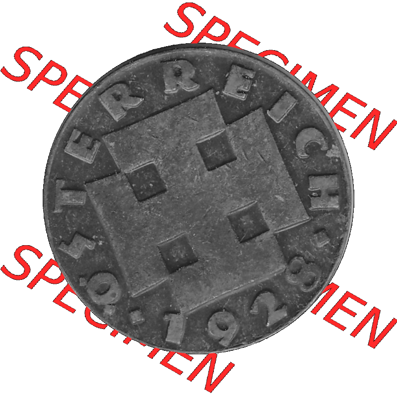 Alte Münze 2 / Zwei Groschen Österreich in s/w Schwarzweiß bzw. Graustufen Farbgebung von Scanner transparenten PNG 1925-1938, 2 Zwei Groschen, Krückenkreuz... Sammlung