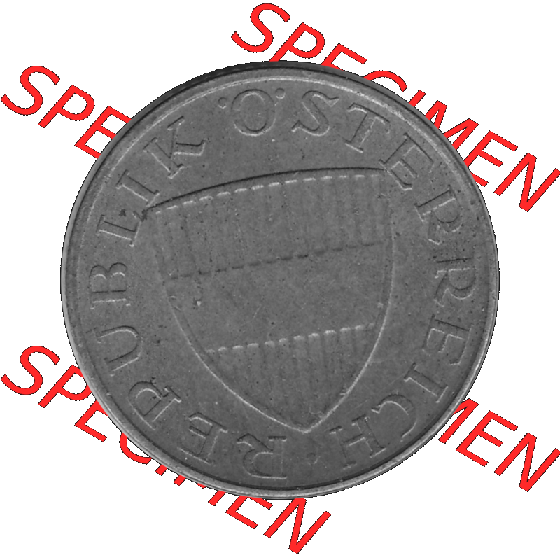 Alte Münze 50 / Fünfzig Groschen Österreich in s/w Schwarzweiß bzw. Graustufen Farbgebung von Scanner transparenten PNG 1959-2001, 50 Groschen 1973-01, Bindenschild... Sammlung