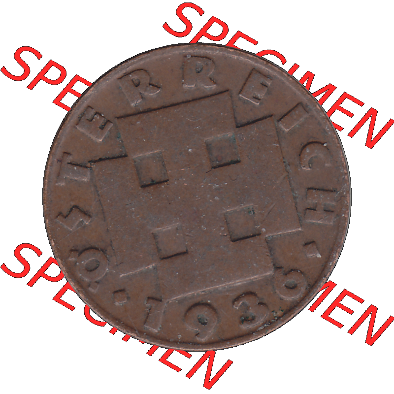 Alte Münze 2 / Zwei Groschen Österreich in original Farbgebung von Scanner transparenten PNG 1925-1938, 2 Zwei Groschen, Krückenkreuz 1936-02. Vorderseite der alten... Sammlung