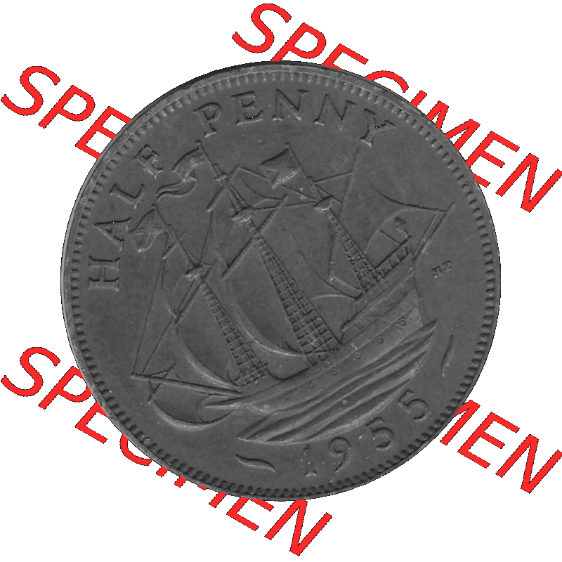 Alte Münze Großbritannien Umlaufmünze Half Penny, 1/2 Pence 1954-1970, Half Penny, Halber Pence 1955-01, Elisabeth II. - Schriftzug ELIZABETH II DEI GRATIA... Sammlung