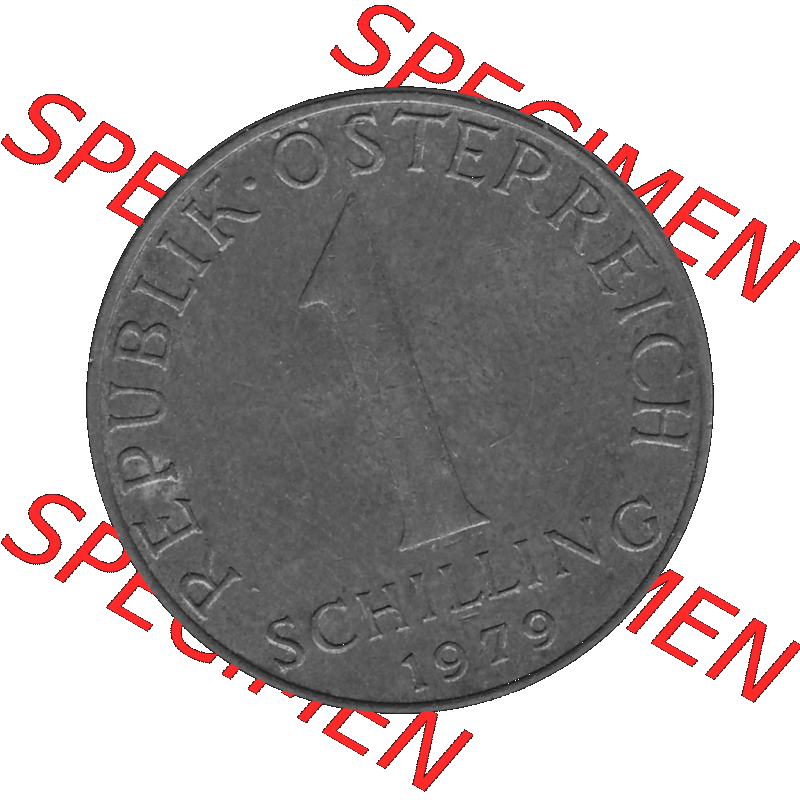 Alte Münzen Österreich 1 / Ein Schilling 1959-2001, 1 Schilling 1979-01, Edelweiß Graustufen. Vorderseite in Graustufen der 1 / Ein-Schilling-Münze aus der... Sammlung