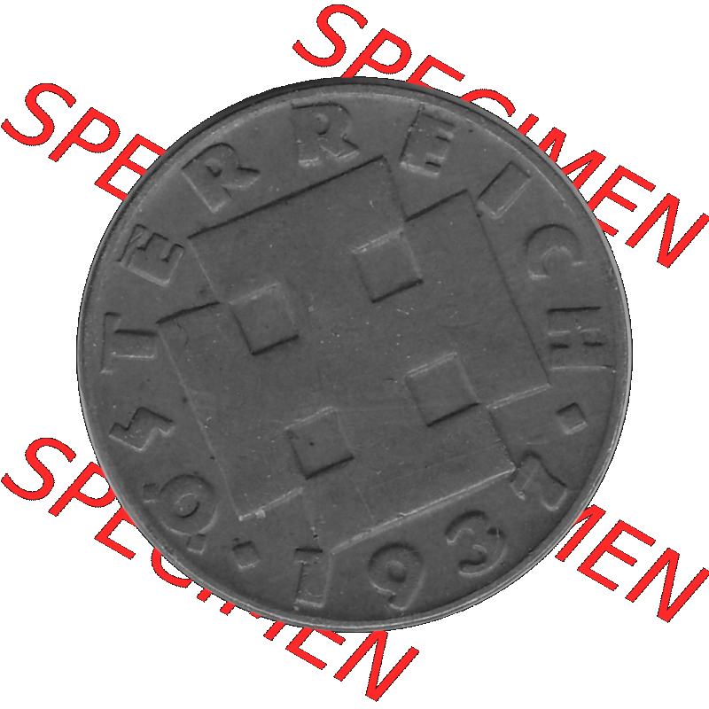 Alte Münze 2 / Zwei Groschen Österreich in s/w Schwarzweiß bzw. Graustufen Farbgebung von Scanner transparenten PNG 1925-1938, 2 Zwei Groschen, Krückenkreuz... Sammlung