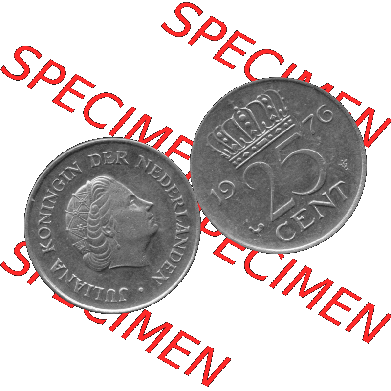 Alte Münze Niederlande in Grau 1950-1980, 25 Cent Königin Juliana 1976-01 Graustufen. Vorderseite und Rückseite horizontal auf einen digitalen grauen / Graustufen Bild der... Sammlung