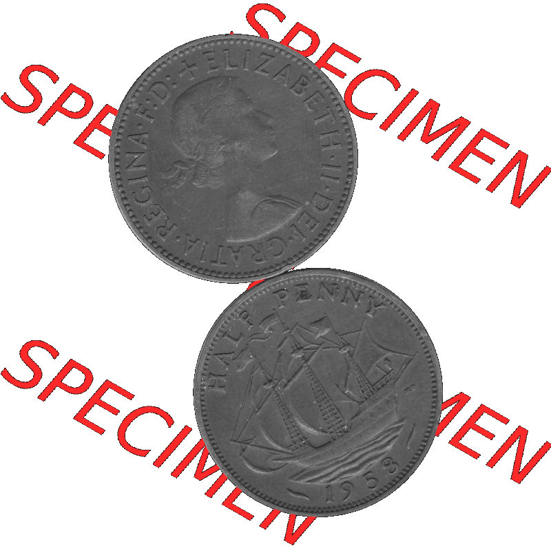 Alte Münze Großbritannien Umlaufmünze Half Penny, 1/2 Pence 1954-1970, Half Penny, Halber Pence 1958-01, Elisabeth II. - Schriftzug ELIZABETH II DEI GRATIA... Sammlung