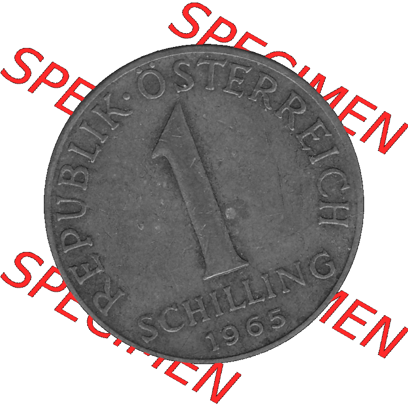 Alte Münzen Österreich 1 / Ein Schilling 1959-2001, 1 Schilling 1965-01, Edelweiß Graustufen. Vorderseite in Graustufen der 1 / Ein-Schilling-Münze aus der... Sammlung