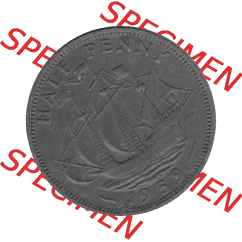 Alte Münze Großbritannien Umlaufmünze Half Penny, 1/2 Pence 1954-1970, Half Penny, Halber Pence 1959-01, Elisabeth II. - Schriftzug ELIZABETH II DEI GRATIA... Sammlung