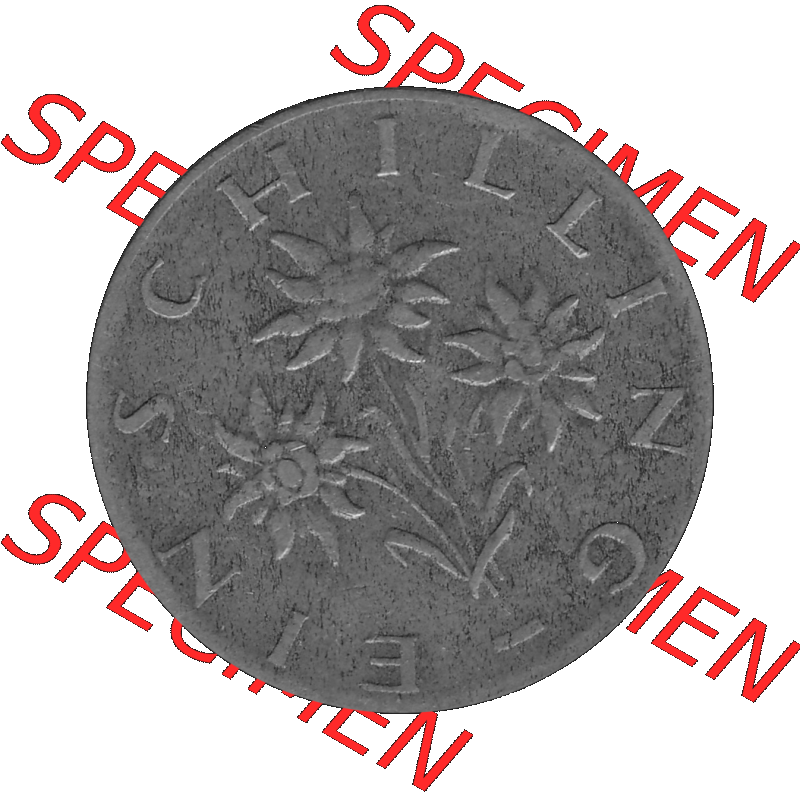 Alte Münzen Österreich 1 / Ein Schilling 1959-2001, 1 Schilling 1962-01, Edelweiß Graustufen. Rückseite mit Motiv der Gedenkmünze in Graustufen der 1 /... Sammlung