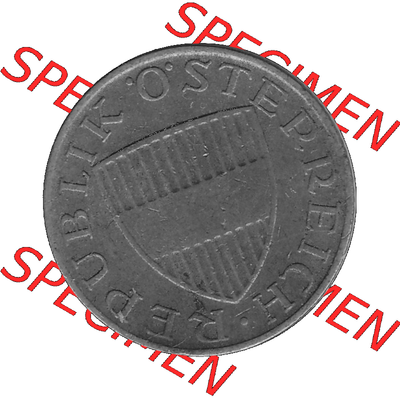 Alte Münze 50 / Fünfzig Groschen Österreich in s/w Schwarzweiß bzw. Graustufen Farbgebung von Scanner transparenten PNG 1959-2001, 50 Groschen 1968-01, Bindenschild... Sammlung