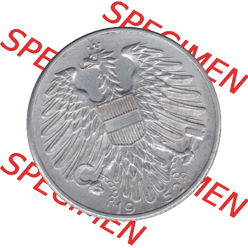 Alte Münze aus Österreich als PNG-Grafik 1952-1957, 5 Schilling 1952-01. Vorderseite der alten österreichischen 5 Schilling Umlaufmünze aus Österreich, Münze... Sammlung