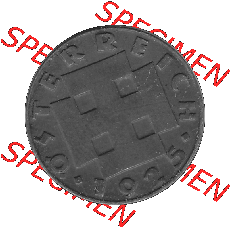 Alte Münze 2 / Zwei Groschen Österreich in s/w Schwarzweiß bzw. Graustufen Farbgebung von Scanner transparenten PNG 1925-1938, 2 Zwei Groschen, Krückenkreuz... Sammlung