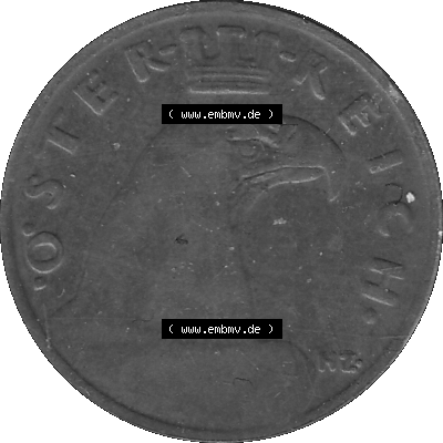 Alte Münze 1 / Ein Groschen Österreich in s/w Schwarzweiß bzw. Graustufen Farbgebung von Scanner transparenten PNG 1925-1938, 1-Ein Groschen, Adlerkopf mit Mauerkrone... Sammlung