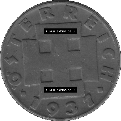 Alte Münze 2 / Zwei Groschen Österreich in s/w Schwarzweiß bzw. Graustufen Farbgebung von Scanner transparenten PNG 1925-1938, 2 Zwei Groschen, Krückenkreuz... Sammlung