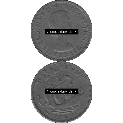 Alte Münze Großbritannien Umlaufmünze Half Penny, 1/2 Pence 1954-1970, Half Penny, Halber Pence 1960-01, Elisabeth II. - Schriftzug ELIZABETH II DEI GRATIA... Sammlung