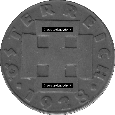 Alte Münze 2 / Zwei Groschen Österreich in s/w Schwarzweiß bzw. Graustufen Farbgebung von Scanner transparenten PNG 1925-1938, 2 Zwei Groschen, Krückenkreuz... Sammlung