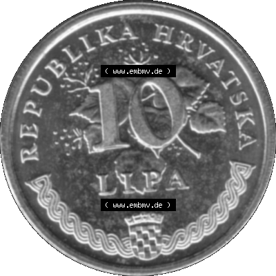 Alte Münze Kroatien Umlaufmünze 1993-2021, 5 Lipa 1999-01 Graustufen Graustufen. Vorderseite in Graustufen der Münze aus Kroatien auf einen digitalen PNG-Bild der alten Umlaufmünze... Sammlung
