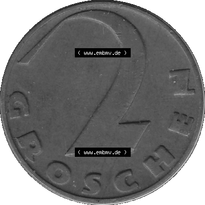 Alte Münze 2 / Zwei Groschen Österreich in s/w Schwarzweiß bzw. Graustufen Farbgebung von Scanner transparenten PNG 1925-1938, 2 Zwei Groschen, Krückenkreuz... Sammlung