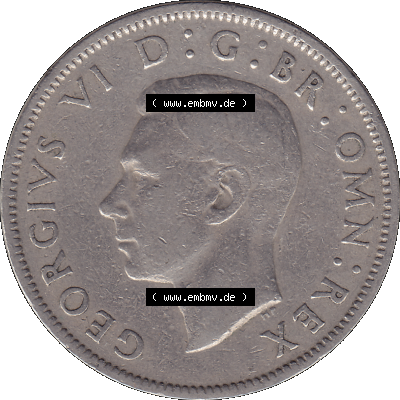 Alte Münze Großbritannien, Bild in Farbe bzw. Color PNG-Grafik, Umlaufmünze aus dem Zeitraum 1947-1948, 2 Schilling-Florin, Two Shillings, 1948-07,... Sammlung