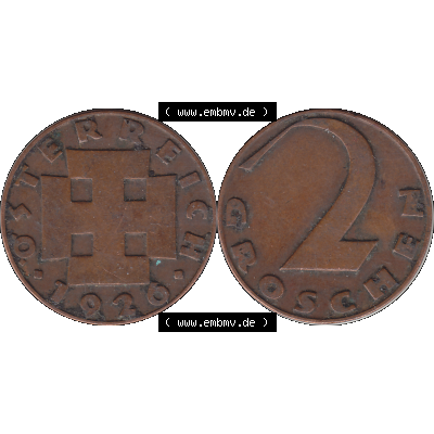Alte Münze 2 / Zwei Groschen Österreich in original Farbgebung von Scanner transparenten PNG 1925-1938, 2 Zwei Groschen, Krückenkreuz 1926-05. Vorderseite und Rückseite... Sammlung
