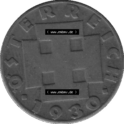Alte Münze 2 / Zwei Groschen Österreich in s/w Schwarzweiß bzw. Graustufen Farbgebung von Scanner transparenten PNG 1925-1938, 2 Zwei Groschen, Krückenkreuz... Sammlung