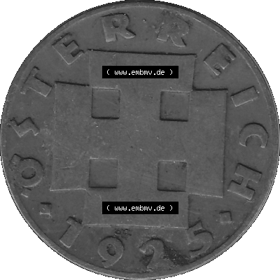 Alte Münze 2 / Zwei Groschen Österreich in s/w Schwarzweiß bzw. Graustufen Farbgebung von Scanner transparenten PNG 1925-1938, 2 Zwei Groschen, Krückenkreuz... Sammlung