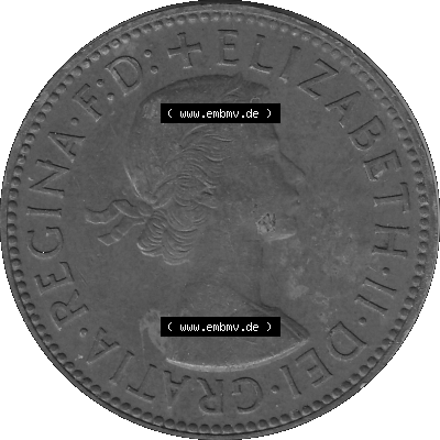 Alte Münze Großbritannien Umlaufmünze Half Penny, 1/2 Pence 1954-1970, Half Penny, Halber Pence 1955-01, Elisabeth II. - Schriftzug ELIZABETH II DEI GRATIA... Sammlung
