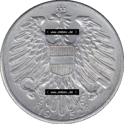 Alte Münze aus Österreich als PNG-Grafik 1952-1957, 5 Schilling 1952-01. Vorderseite der alten österreichischen 5 Schilling Umlaufmünze aus Österreich, Münze... Sammlung