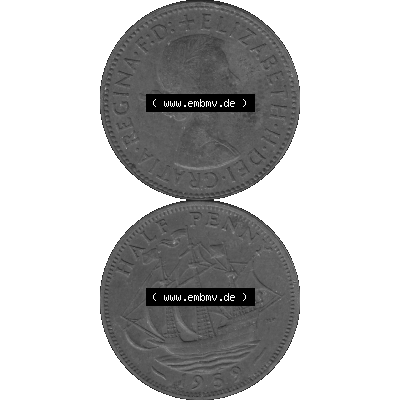 Alte Münze Großbritannien Umlaufmünze Half Penny, 1/2 Pence 1954-1970, Half Penny, Halber Pence 1959-01, Elisabeth II. - Schriftzug ELIZABETH II DEI GRATIA... Sammlung