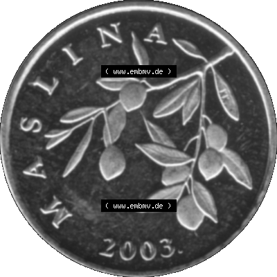 Alte Münze Kroatien Umlaufmünze 1993-2021, 20 Lipa 2003-01 Graustufen Graustufen. Rückseite mit Motiv der Umlaufmünze in Graustufen der Münze aus Kroatien auf einen... Sammlung