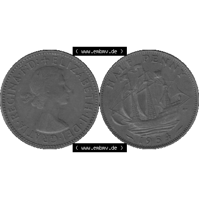 Alte Münze Großbritannien Umlaufmünze Half Penny, 1/2 Pence 1954-1970, Half Penny, Halber Pence 1954-01, Elisabeth II. - Schriftzug ELIZABETH II DEI GRATIA... Sammlung