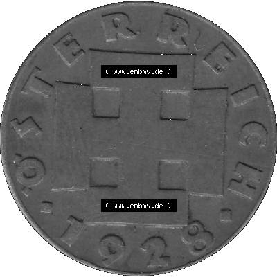 Alte Münze 2 / Zwei Groschen Österreich in s/w Schwarzweiß bzw. Graustufen Farbgebung von Scanner transparenten PNG 1925-1938, 2 Zwei Groschen, Krückenkreuz... Sammlung