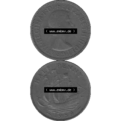 Alte Münze Großbritannien Umlaufmünze Half Penny, 1/2 Pence 1954-1970, Half Penny, Halber Pence 1954-01, Elisabeth II. - Schriftzug ELIZABETH II DEI GRATIA... Sammlung