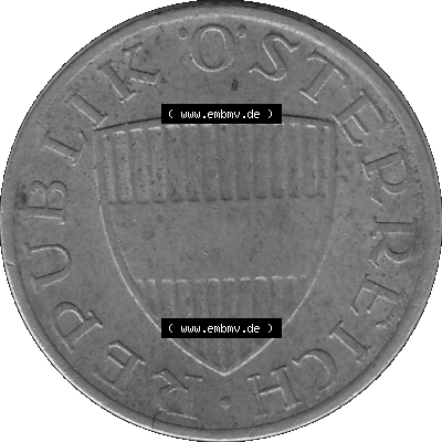 Alte Münze 50 / Fünfzig Groschen Österreich in s/w Schwarzweiß bzw. Graustufen Farbgebung von Scanner transparenten PNG 1959-2001, 50 Groschen 1966-01, Bindenschild... Sammlung
