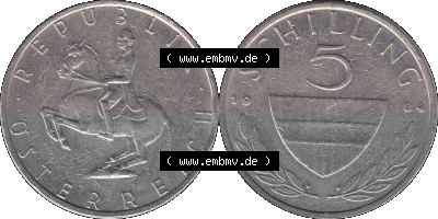 5 / Fünf Schilling Österreich in original Farbgebung von Scanner transparenten PNG 1968-2001, 5 Schilling 1984 (Stück 2), Reiter... Sammlung