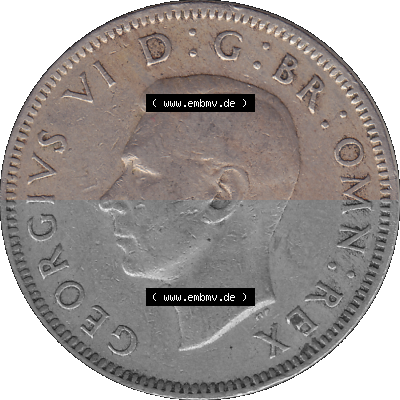 Alte Münze Großbritannien, Bild in Farbe bzw. Color PNG-Grafik 1947-1948, 1 One Schilling - One Shilling, 1948 (Stück 8) Stehender... Sammlung