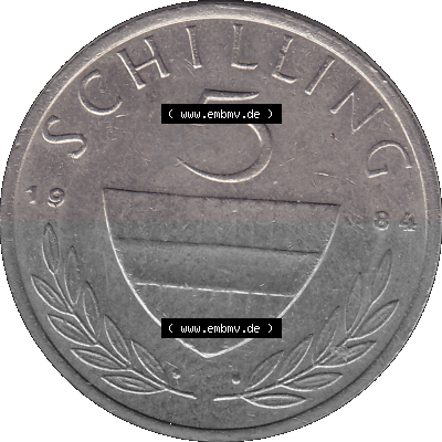5 / Fünf Schilling Österreich in original Farbgebung von Scanner transparenten PNG 1968-2001, 5 Schilling 1984 (Stück 1), Reiter... Sammlung