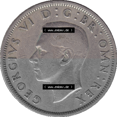 Alte Münze Großbritannien, Bild in Farbe bzw. Color PNG-Grafik 1947-1948, Halbe - 1/2 Krone, Half Crown 1948 (Stück 2) , George... Sammlung