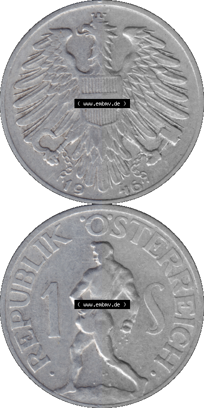 Österreich 1 / Ein Schilling 1946-1957, 1 Schilling 1946 (Stück 2) Sammlung