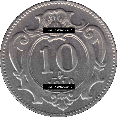 Alte Münze aus Kaiserreich Österreich als PNG-Grafik 1892-1911, 10 Heller 1910 (Stück 1) Sammlung